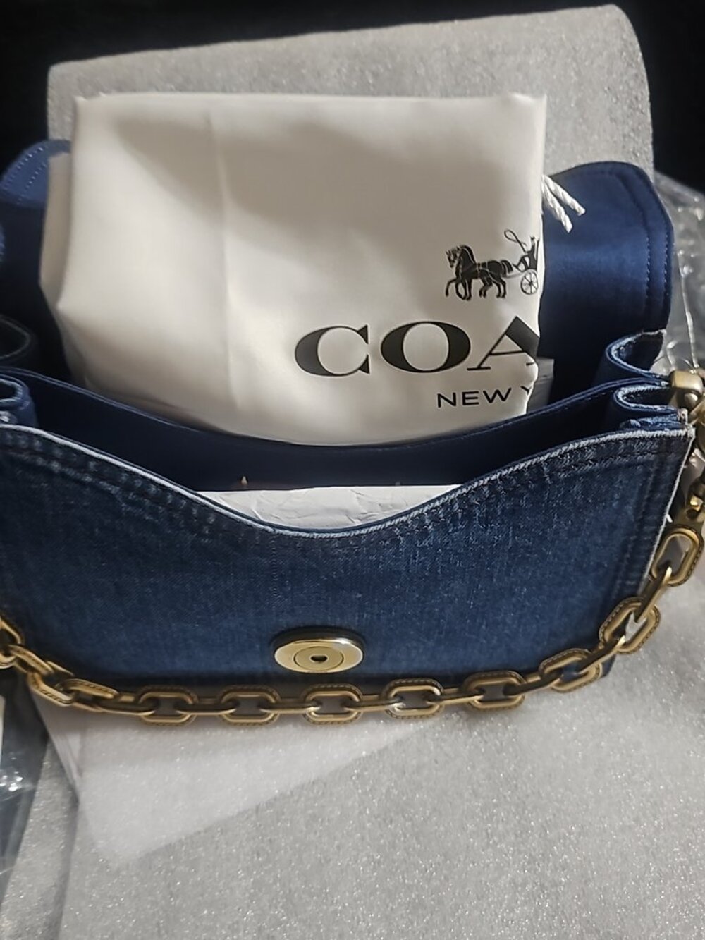 New Small Denim Chain Tabby Shoulder Bag - Picture 7 of 11